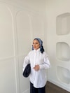 GMLK-372H&R ButikLima Kolu Detayı Taşlı Gömlek Beyaz