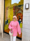 HR-1424H&R ButikMıs- Dilara Ön Çizgi Detaylı Gömlek Pembe