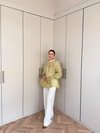 HR-2737H&R ButikMıs- Gelas Kol Büzgülü Vual Gömlek Yeşil