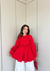 HR-1361H&R ButikMsn- Eba Poplin Gömlek Kırmızı