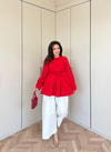 HR-1361H&R ButikMsn- Eba Poplin Gömlek Kırmızı