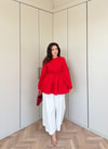 HR-1361H&R ButikMsn- Eba Poplin Gömlek Kırmızı