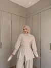 HR-2870H&R ButikQus- Eline Bel Bağlamalı Gömlek Bej