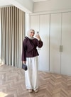 HR-2755H&R ButikTB - Riya Yan Bağlamalı Gömlek Mürdüm