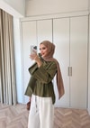 HR-2755H&R ButikTB - Riya Yan Bağlamalı Gömlek Haki