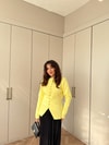 HIRKA-102H&R ButikDüğmeli Gold Çelik Örme Hırka Sarı