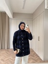 HRK-008H&R ButikElant Simli Gold Düğmeli Hırka Lacivert