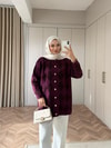 HRK-007H&R ButikElant Simli Gold Düğmeli Hırka Mürdüm