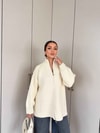 HR-3312H&R ButikMB - Esla Fermuarlı Triko Hırka Ekru