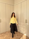 HIRKA-109H&R ButikÖn Büzgü Düğmeli Çelik Örme Hırka Sarı