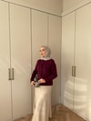 HIRKA-108H&R ButikÖn Büzgü Düğmeli Çelik Örme Hırka Bordo
