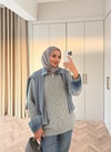 HR-3293H&R ButikQu- Keza Kot Detaylı Triko Hırka Gri
