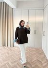 HR-3293H&R ButikQu- Keza Kot Detaylı Triko Hırka Acı Kahve