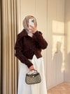 KAZK-639H&R ButikBoncuk Detaylı Mini Kazak Acı Kahve