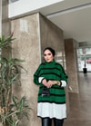 KAZK-15H&R ButikÇizgili Kazak Yeşil Beyaz