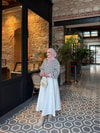 HR-3320H&R ButikHT- Çizgili Midi Triko Kazak Pembe Yaka