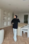 KAZK-660H&R ButikLea Simli Kolu Kıvırmalı Kazak Siyah