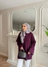 KAZK-662H&R ButikLea Simli Kolu Kıvırmalı Kazak Mürdüm
