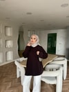 KAZK-663H&R ButikLea Simli Kolu Kıvırmalı Kazak Acı Kahve