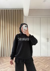 KAZK-633H&R ButikLove Muadil Taş Detaylı Sweat Siyah