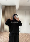 KAZK-633H&R ButikLove Muadil Taş Detaylı Sweat Siyah