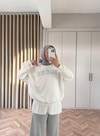 KAZK-634H&R ButikLove Muadil Taş Detaylı Sweat Beyaz