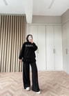 KAZK-633H&R ButikLove Muadil Taş Detaylı Sweat Siyah
