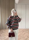 KAZK-623H&R ButikMaqa Çizgi Detaylı Triko Kazak Gri