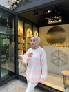 KAZK-598H&R ButikMB-Eco Çizgili Triko Kazak Pembe
