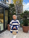 KAZK-599H&R ButikMB-Eco Çizgili Triko Kazak Lacivert