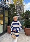 KAZK-599H&R ButikMB-Eco Çizgili Triko Kazak Lacivert