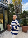 KAZK-599H&R ButikMB-Eco Çizgili Triko Kazak Lacivert