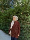 KAZK-619H&R ButikMC-Ewa Simli Desenli Kazak Kahve