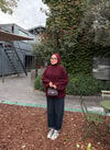 HR-3526H&R ButikMix- Wesi Kol Detaylı Triko Kazak Bordo