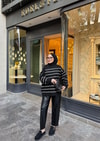 HR-3536H&R ButikMix- Yan Çizgi Detaylı Triko Kazak Siyah