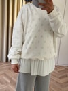 KAZK-629H&R ButikMuadil Harf Taşlı Sweat Beyaz