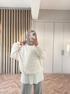 KAZK-629H&R ButikMuadil Harf Taşlı Sweat Beyaz