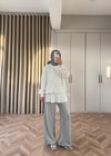 KAZK-629H&R ButikMuadil Harf Taşlı Sweat Beyaz