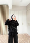 KAZK-628H&R ButikMuadil Harf Taşlı Sweat Siyah