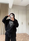 KAZK-627H&R ButikMuadil Yan Kısmı Boncuk Detaylı Sweat Siyah