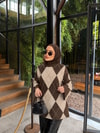HR-3494H&R ButikPls- Baklava Desen Kazak Kahve