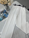 PANTLN-78H&R ButikÇımalı Scuba Bol Pantolon Beyaz