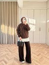 Sweat-235H&R ButikÇapraz Taşlı Sweat Kahve