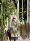 HR-3443H&R ButikEdos Çizgili Sweat Yeşil