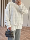 Sweat-232H&R ButikHap-G Desen Taşlı Sweat Beyaz