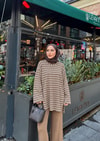 HR-3431H&R ButikHr- Çizgili 2 İplik Sweat Vizon