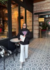 Sweat-219H&R ButikMuadil Pembe Taşlı Sweat Siyah