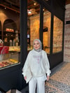 Sweat-220H&R ButikMuadil Pembe Taşlı Sweat Beyaz