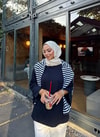 HR-2873H&R ButikSiva Kolu Kesik Detaylı Sweat Lacivert