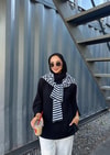 HR-2873H&R ButikSiva Kolu Kesik Detaylı Sweat Siyah